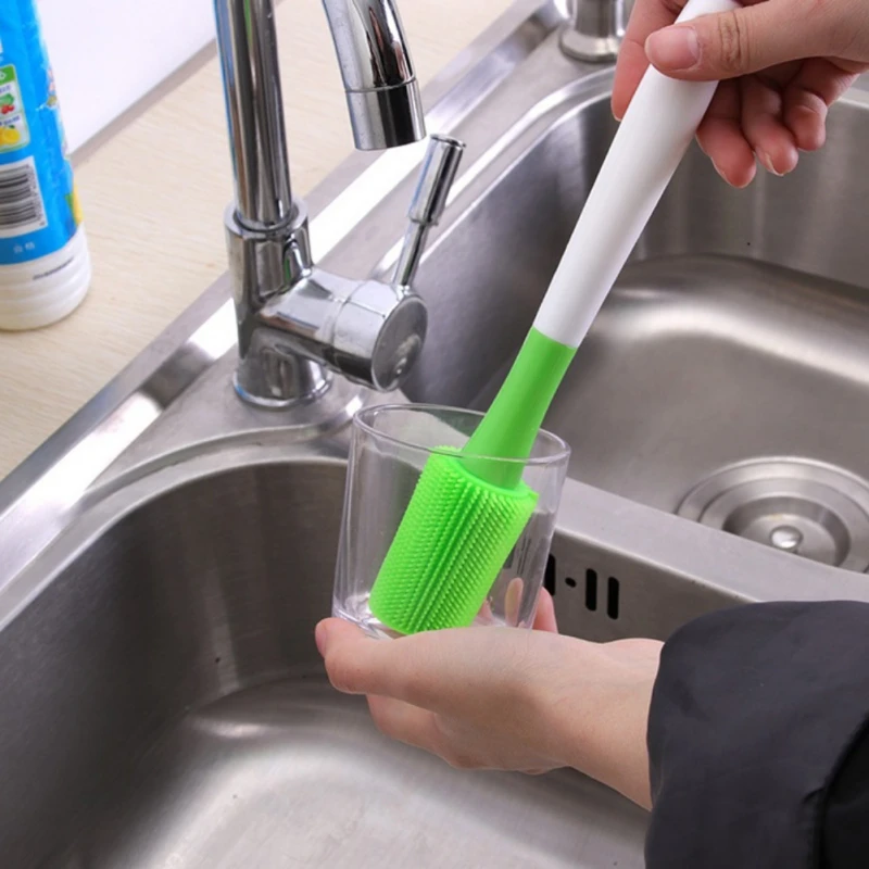 Silicone Brush Long handled Cup Mug Cleaning Brush Bottle Baby Milk Bottle Washing Brushes Home