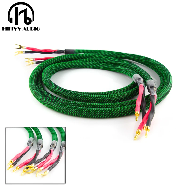 1 Pair Oxygenfree Copper Audio Hifi Highend Amplifier 4n Ofc Speaker Cable Banana Plug Cable