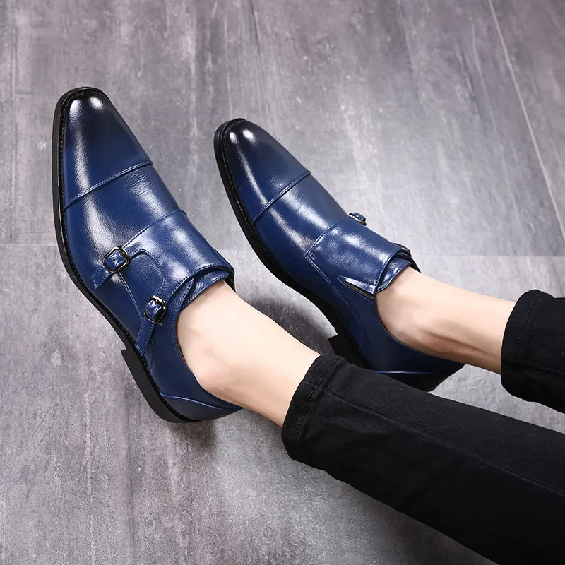Merkmak Trendy Men Dress Loafers Big Size 48 Comfortable Slip On Men's Loafers Metal Buckle Design Leather Shoes Casual Office