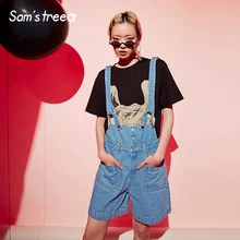 Samstree, женские хлопковые джинсовые комбинезоны для женщин, джинсы с карманами, винтажный комбинезон, штаны на пуговицах для женщин размера плюс снизу