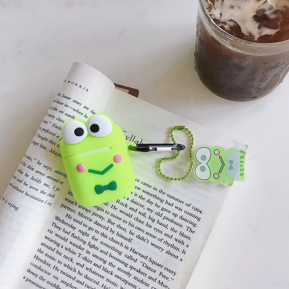 Frog Pendant Чехол для AirPods милый мультяшный слон кожухи головных телефонов для Apple Airpods 2 забавные аксессуары защитный чехол с кольцом на палец - Цвет: Frog Pendant