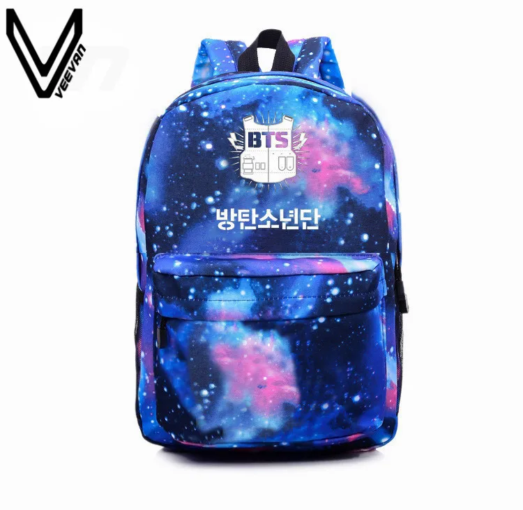 Buy 2016 Korean K POP Galaxy Blue Backpacks BTS Bags
