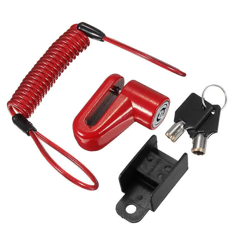 Анти-кражи дисковые тормоза замок с Стальная проволока для Xiaomi Mijia M365 электрический скутер колёса для скейтборда блокировочный диск тормозной Kickscooter - Цвет: red lock with wire