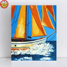 Картины нарисованные красками по номерам на холсте с рамкой нумерации краски по номерам наборы Акриловые Красочные Парусник