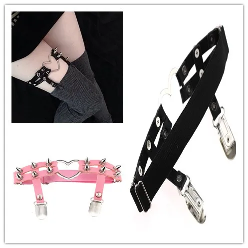 

Heart Ring Stud Punk Rivets Women Leg Leather Elastic Garters Belt For Thighs Thigh Ring Sexy Gothic Clothing Accessories
