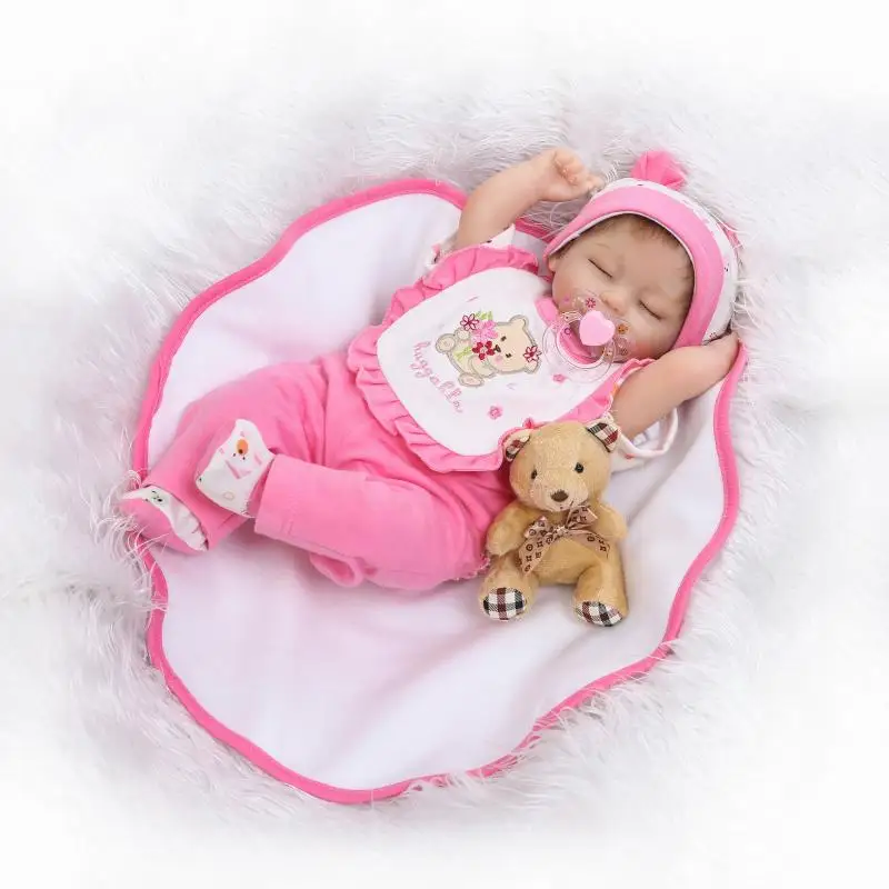 

Sleeping 17 Inch 42cm Soft Silicone Reborn Baby Doll Realistic Looking Baby Girl Doll Toddler Magnet Pacifier Xmas Gift
