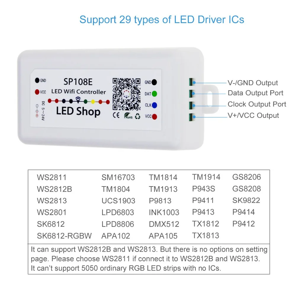 WS2812B WS2811 WS2801 LED WiFi контроллер iOS Android App беспроводной пульт дистанционного