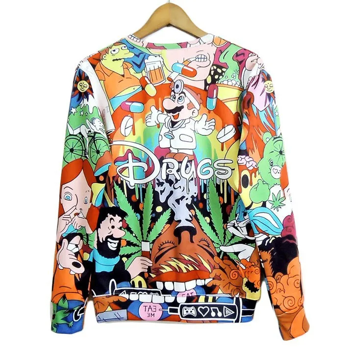 Unisex Women Men 3D Cartoon Sweatshirts Super Mario Drugs ...