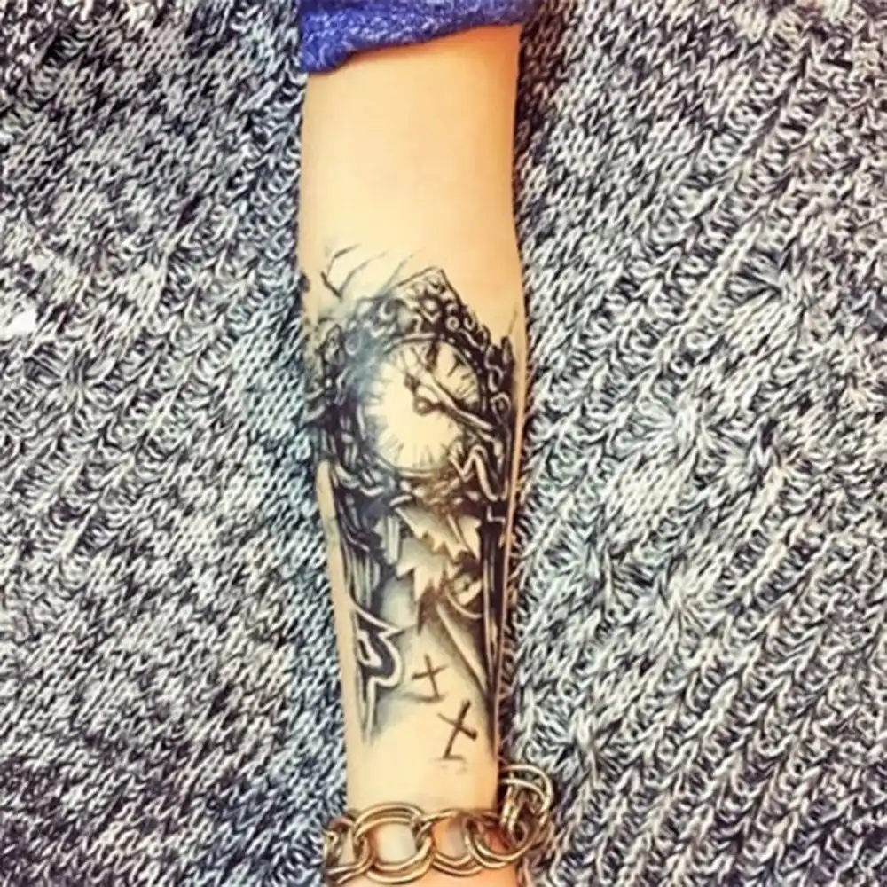 Schwarz 3D Sexy Gefälschte Transfer Tattoo Brust Uhr Tatoos Für Männer