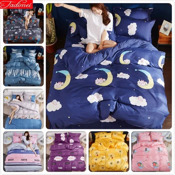 

Blue Night Moon White Cloud Duvet Cover 3/4pcs Bedding Set Adult Child Soft Bed Linen Single Full Double Queen King Size 150x200