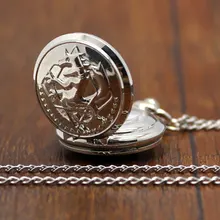 Маленький Серебряный тон Стальной алхимик карманные часы Косплей Эдварда Элрика с цепочкой Аниме Подарки для мальчиков