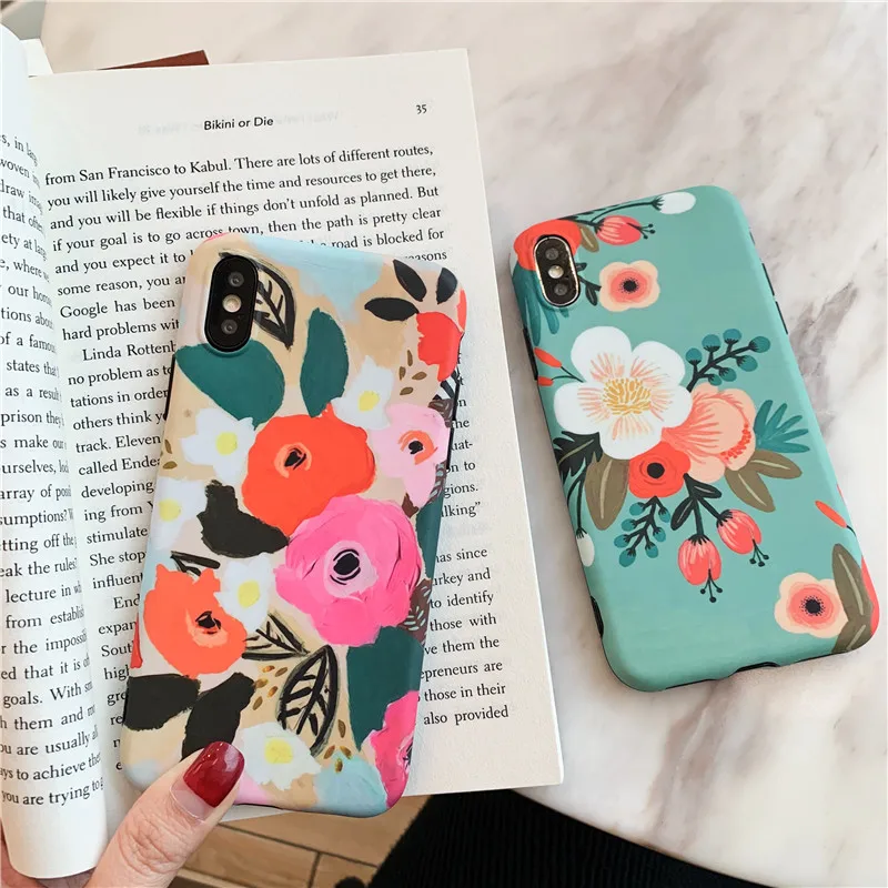 

Colorful Flowers Phone Case For iphone 6 6s 7 8 plus X Covers For iphone XS Max XR Fashion Beautiful Floral Leaf Soft Cases Capa