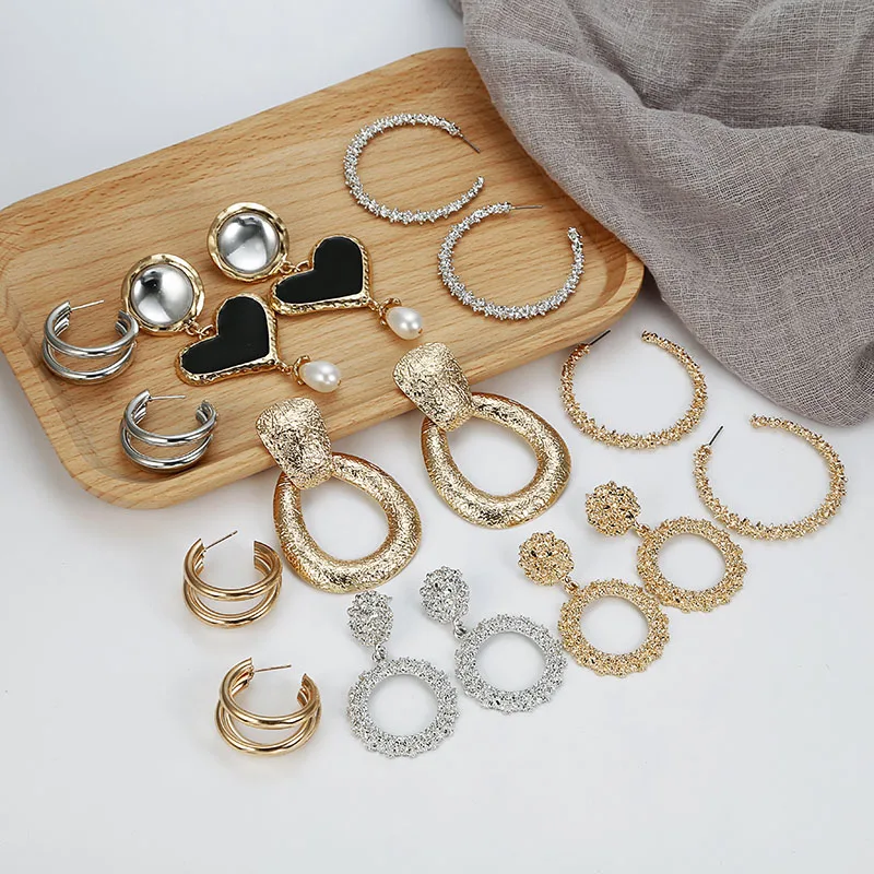 F32 Multi Designs Wholesale Fashion Jewelry Women Metal Vintage Statement Clear Crystal Drop Earrings For Women Metal Earring - Image 2