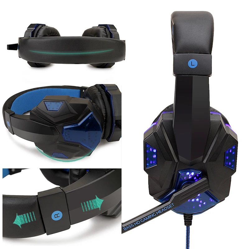  Gaming Headset And 3.5mm Computer Headset Headphone with Microphone LED Light Stereo Earphone Game 