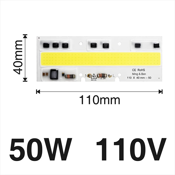 2 шт. светодиодный чип COB светодиодный светильник 30 Вт 50 Вт 70 Вт 100 Вт 150 Вт 220 В 110 В IP65 Smart IC подходит для DIY светодиодный прожектор холодный белый теплый белый - Испускаемый цвет: 50W 110V