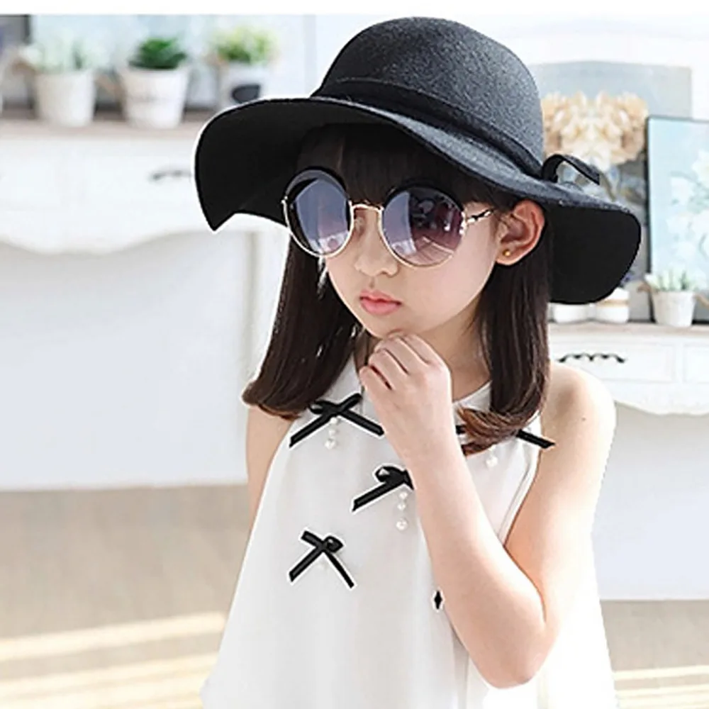FASHION MODERN Baby Kids Toddler Children Hat Girl Hats Retro Wool Felt hat Sun Beach Cap