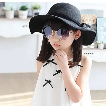 

FASHION MODERN Baby Kids Toddler Children Hat Girl Hats Retro Wool Felt hat Sun Beach Cap Sun Protection