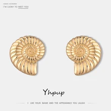 Yhpup стильные раковины простой дизайн западный серьги-гвоздики геометрическая форма, цинковый сплав металл Винтажные Ювелирные изделия для женщин вечерние