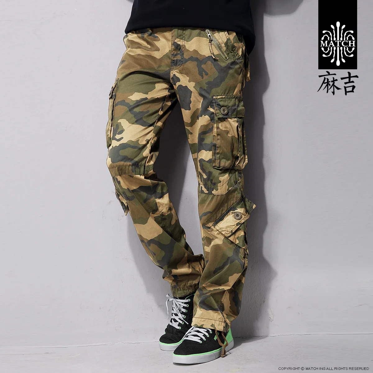 

2019 spring new arrival Match camouflage long trouser loose plus size multi pockets Combat military army cargo pants for men