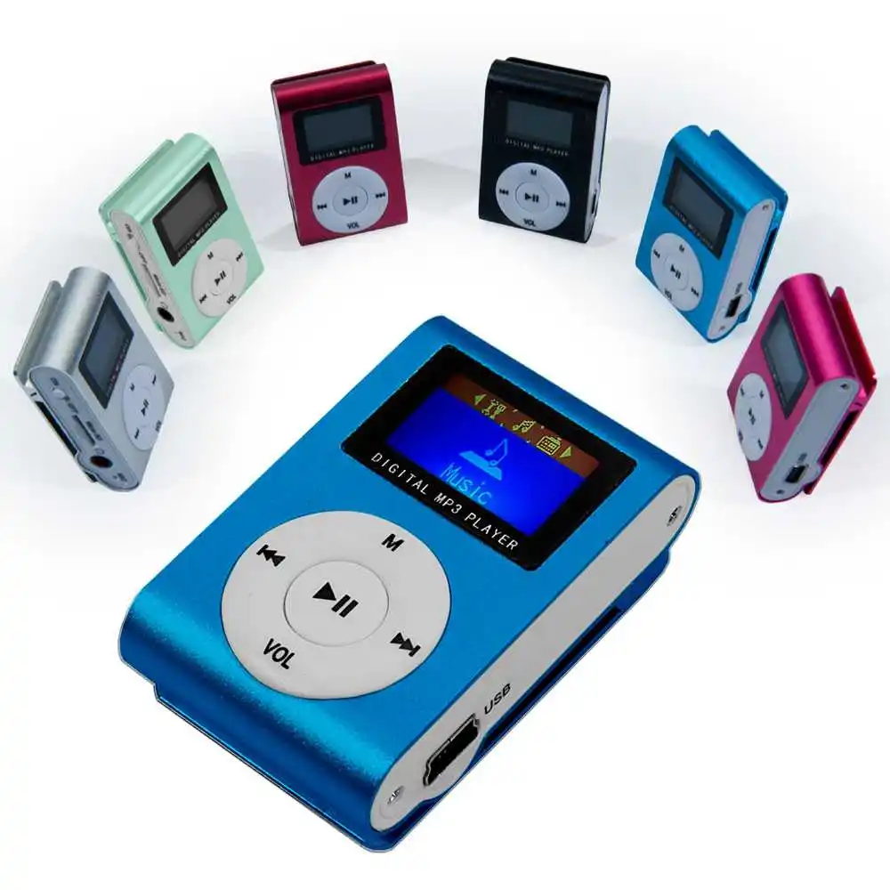 OcioDual Mini Blue MP3-плеер с зажимом ЖК-экран и fm-радиоприемник алюминий до 32 ГБ Micro SD металлический датчик для считывания