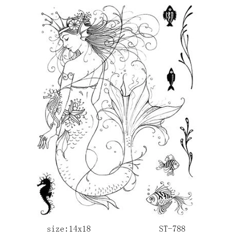 

AZSG Gorgeous Mermaid Princess Clear Stamps For DIY Scrapbooking Decorative Card making Craft Fun Decoration Supplies 14x18cm