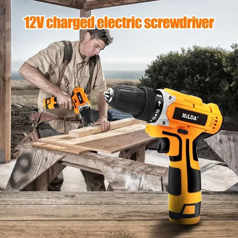 12V Cordless Electric Screwdriver Rechargeable Lithium Battery Strong Torque Drill Mini Hand Cordless Electric Drill Power Tool