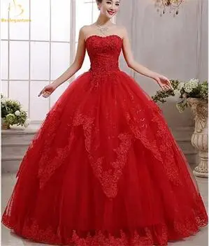 Новые Красные кружевные бальные платья бальное платье, кружевное 16 платья светится в течение 15 лет Формальное праздничное платье QA1266 - Цвет: Красный