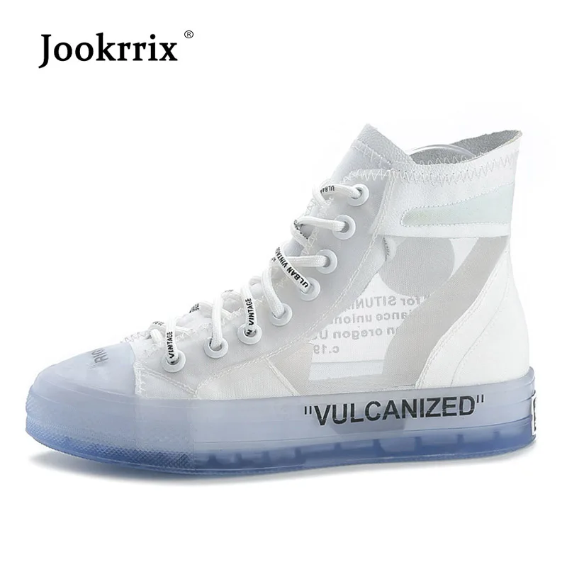 

Jookrrix White Leisure Shoes Women Fashion Brand Sneakers High Top Lady chausssure Autumn Female footware Breathable Transparent