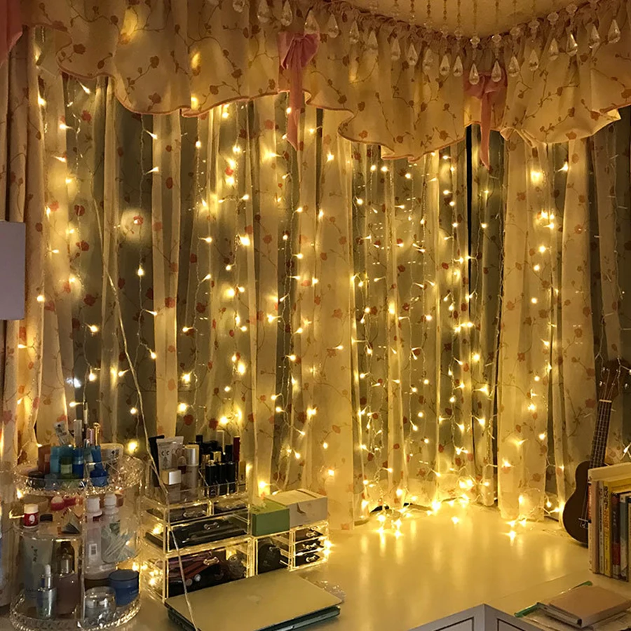 

Thrisdar 3x1M 3x2M 3x3M 300 LED Icicle Fairy String Light Outdoor Garden Christmas Wedding Party Curtain LED String Garland
