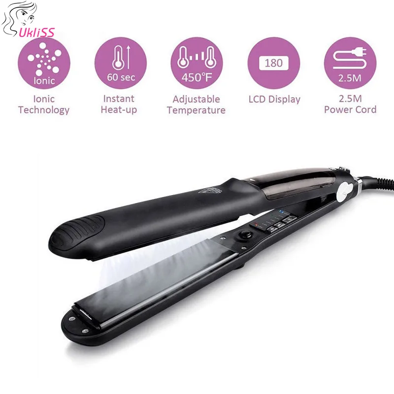 

Professional 450F Ceramic Vapor Steam Hair Straightener with Argan Oil Infusion Steam Flat Iron Ceramic Vapor Fast Heating Iron