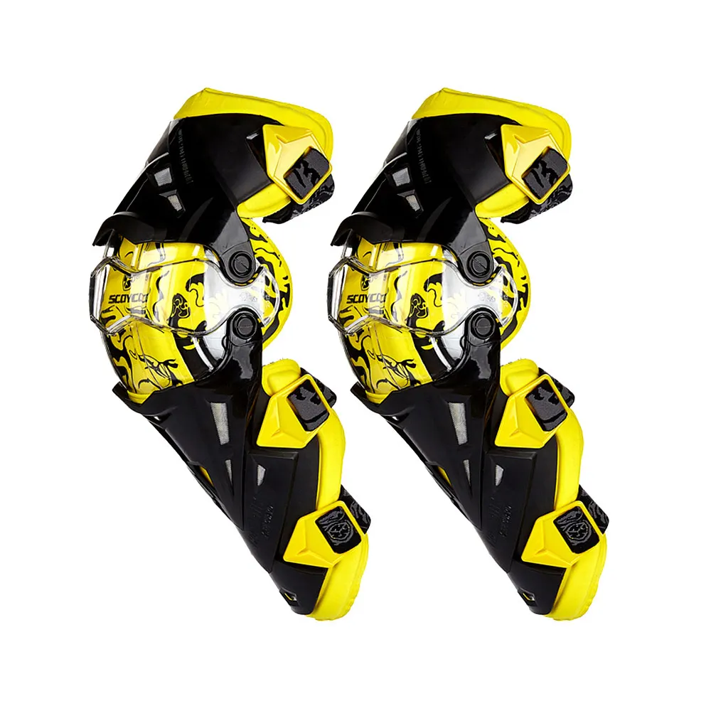 SCOYCO Motorcycle Knee/Shin Protector MBX MTB Motorcross Anti-fall Windproof Extreme Sport Racing Cycling Motor Knee Protector - Цвет: yellow knee guard