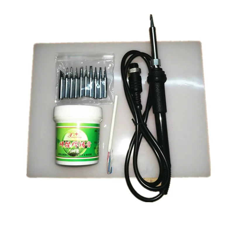 

Electric Soldering Iron Station Handle 5 hole for 937 8586 +10pcs tips 23CM*18CM BGA High temperature pad 100G solder paste