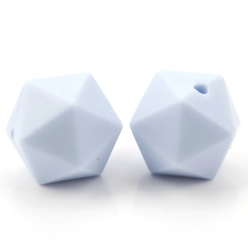 100 шт Icosahedron пищевого качества силиконовые бусины для прорезывания зубов 14 мм для грудного вскармливания, ожерелье, прорезыватель, пустышка, Bpa бесплатно - Цвет: 57 Pastel Blue