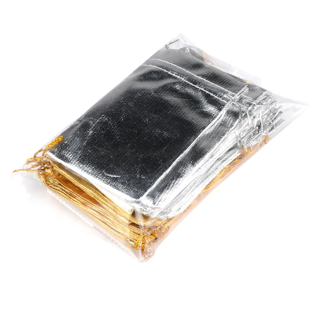 25pcs/lot Jewelry Packing Silver Gold Foil Cloth Drawstring Velvet Bag 7x9cm 9x12cm 10x15cm Wedding Gift Bags & Pouches jewelry packaging & displays