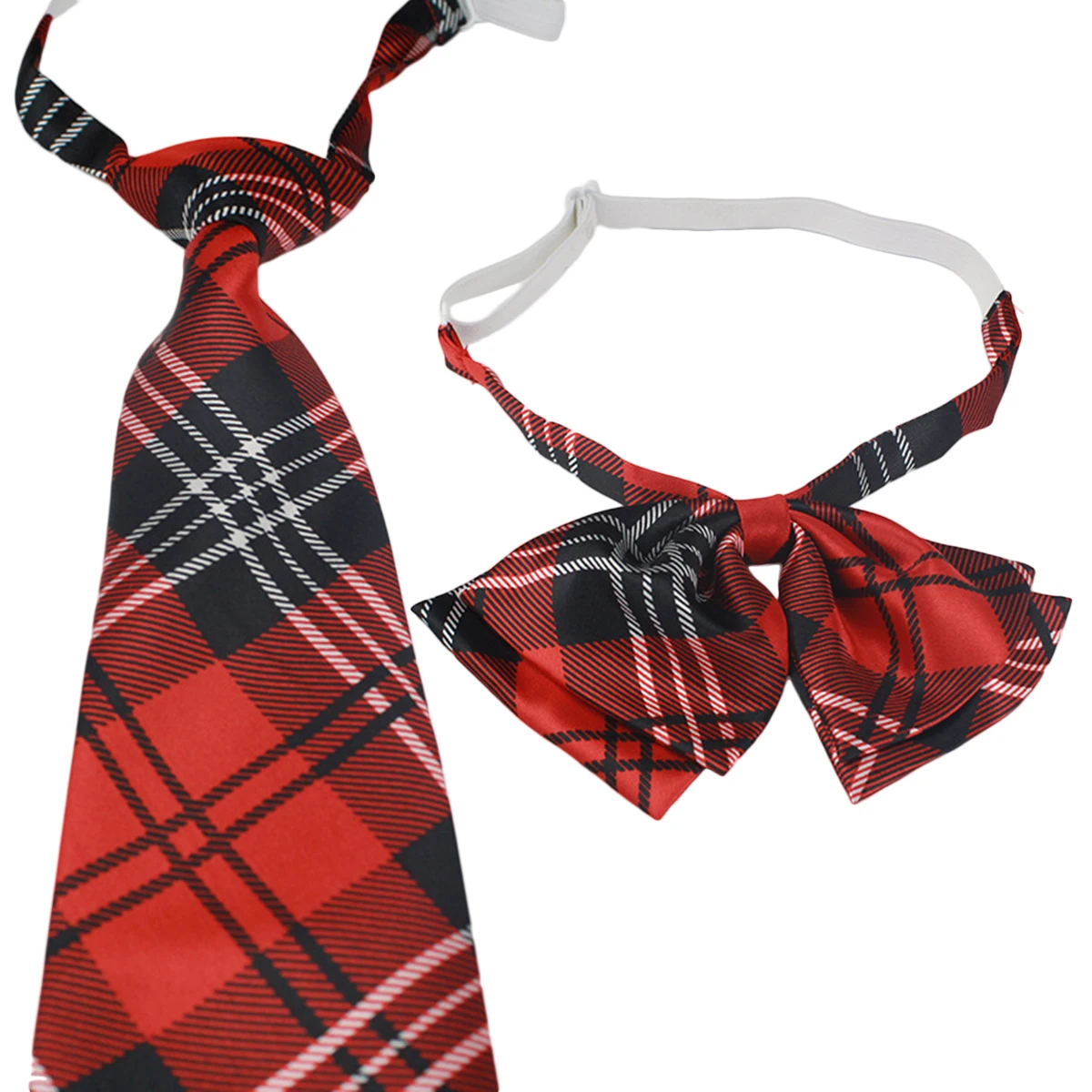 

Kid's Bow Tie Plaid Stripe Adjustable Elastic Band Neck Bowtie Pre-tied Bowtie with Necktie
