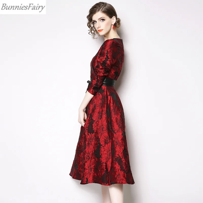 BunniesFairy 2019 весеннее Новое Хепберн винтажное Стильное женское бордовое
