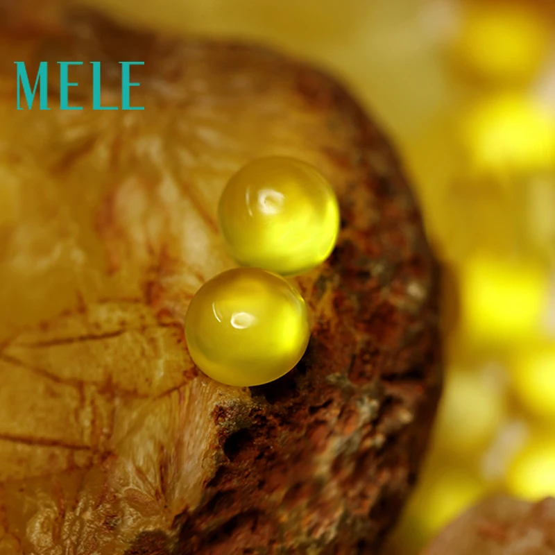 

Natural golden yellow prehnite 7x7mm 1.9ct loose stone DIY stone matching Designer stone matching round for women