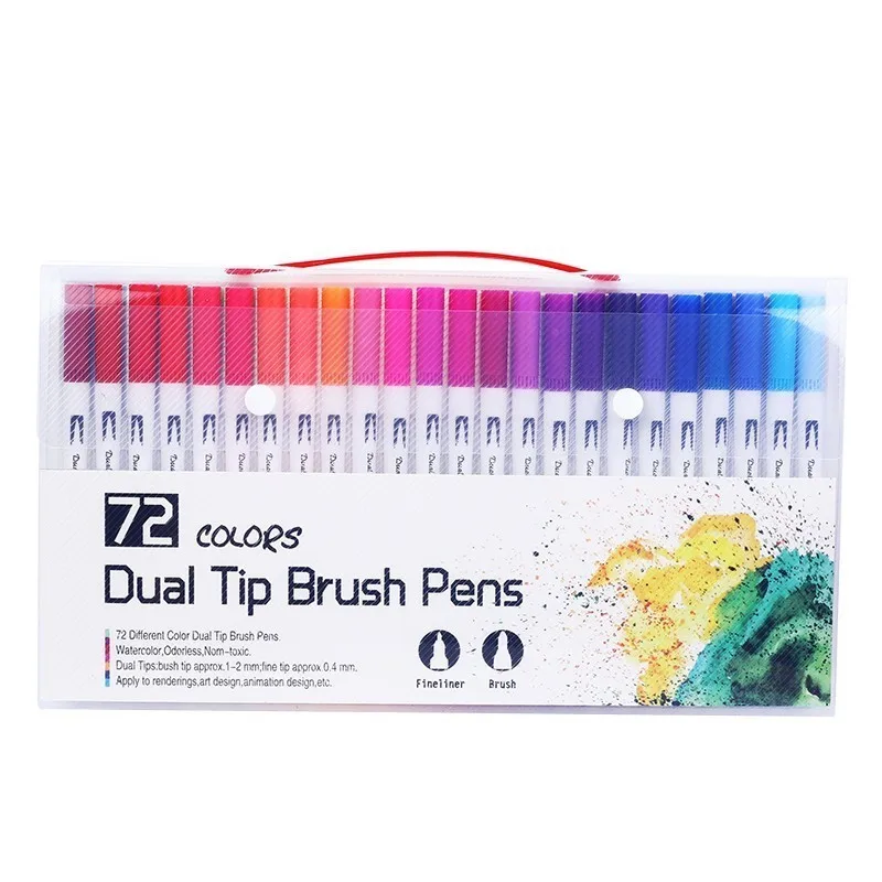 72-White-Colour MIRUI, 100 цветов, FineLiner, рисование акварелью, художественные маркеры, ручки с двойным наконечником, кисточка, школьные принадлежности - Цвет: 72-White-Colour