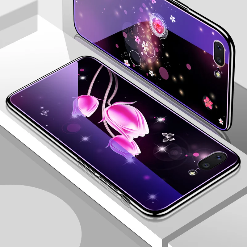 Роспись Стекло чехол для Oppo F11 Pro Рено A7 R7 R7S плюс R17 Pro F9 A7X A5 A3S найти X F7 A9 R15 чехол с металлическими уголками Корпус