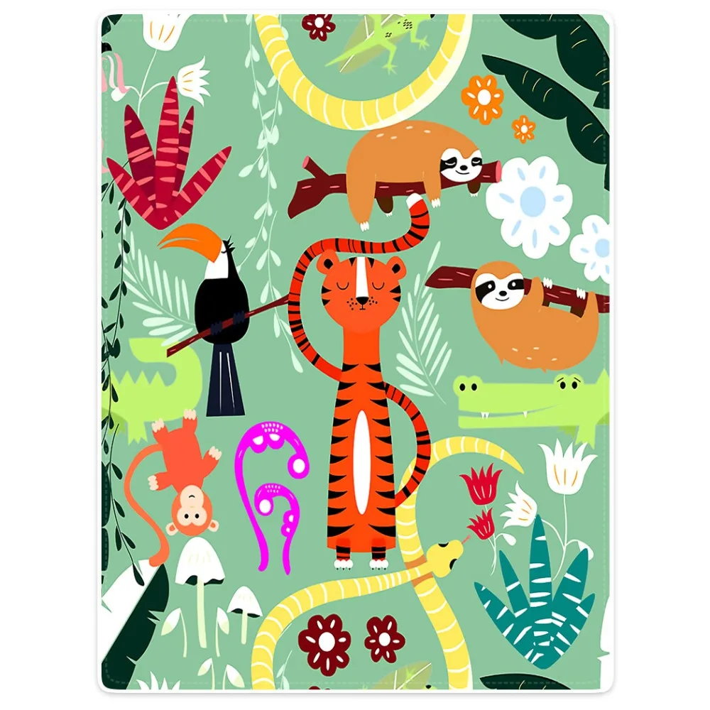 

HommomH Blanket Throw Comfort Warm Soft Plush Throw For Sofa Super Cute Cartoon Animal Sloth Monkey Tiger Crocodile Parrot Flowe