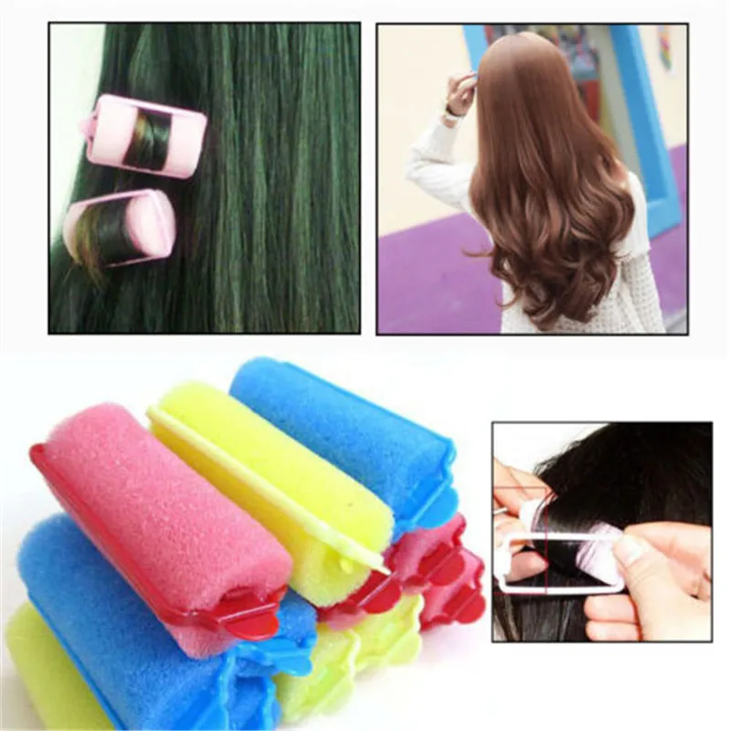 10PCS/Pack Sponge Roll Curler New Fashion Sleeping Bendy Hair Curlers Sponge Hair Roller Large Pear Tool Color random