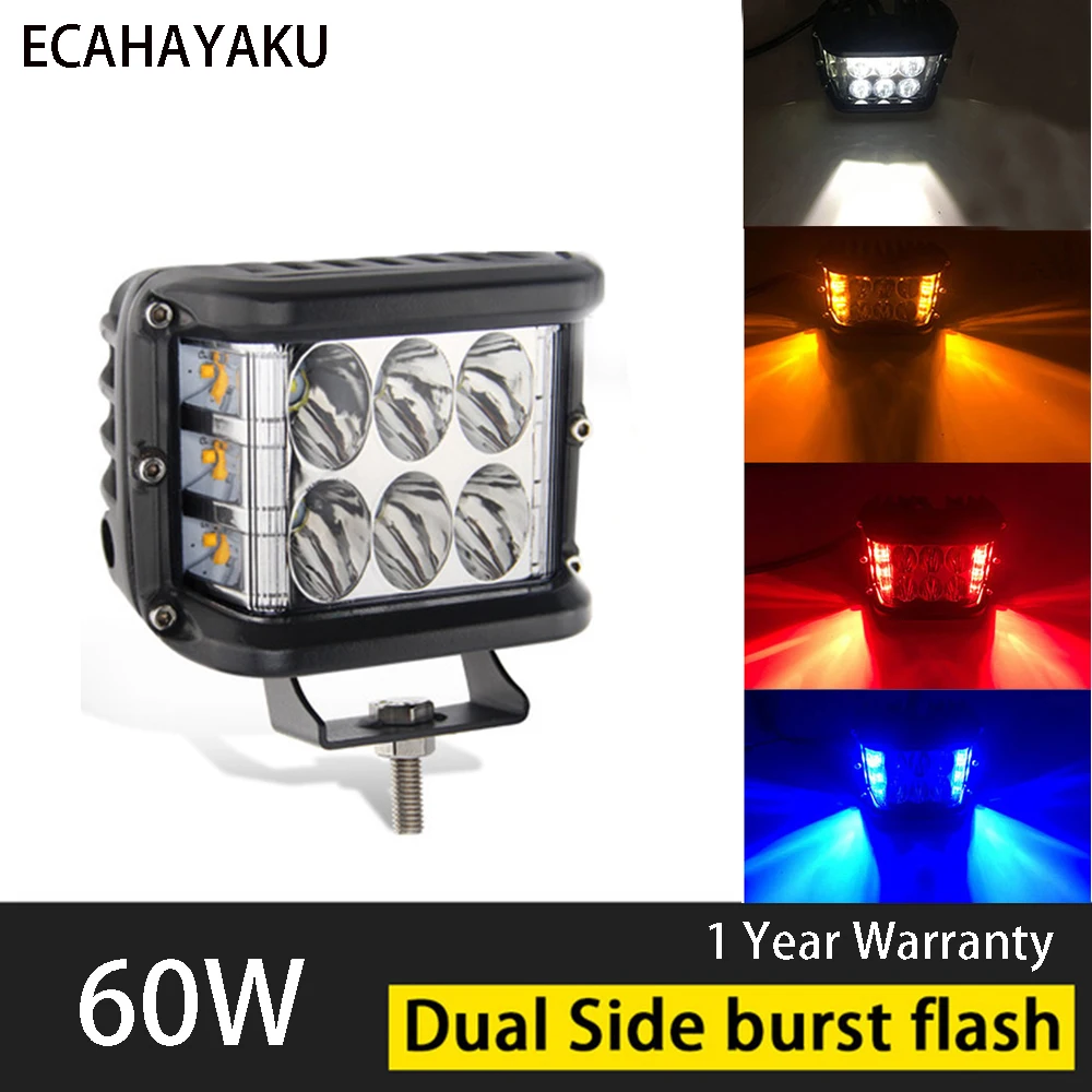 

ECAHAYAKU 4 inch 60W Side Luminous Led Work Light Car Driving Offroad Light Combo beam For 4x4 Trucks Off-road Vehicles Led Bar