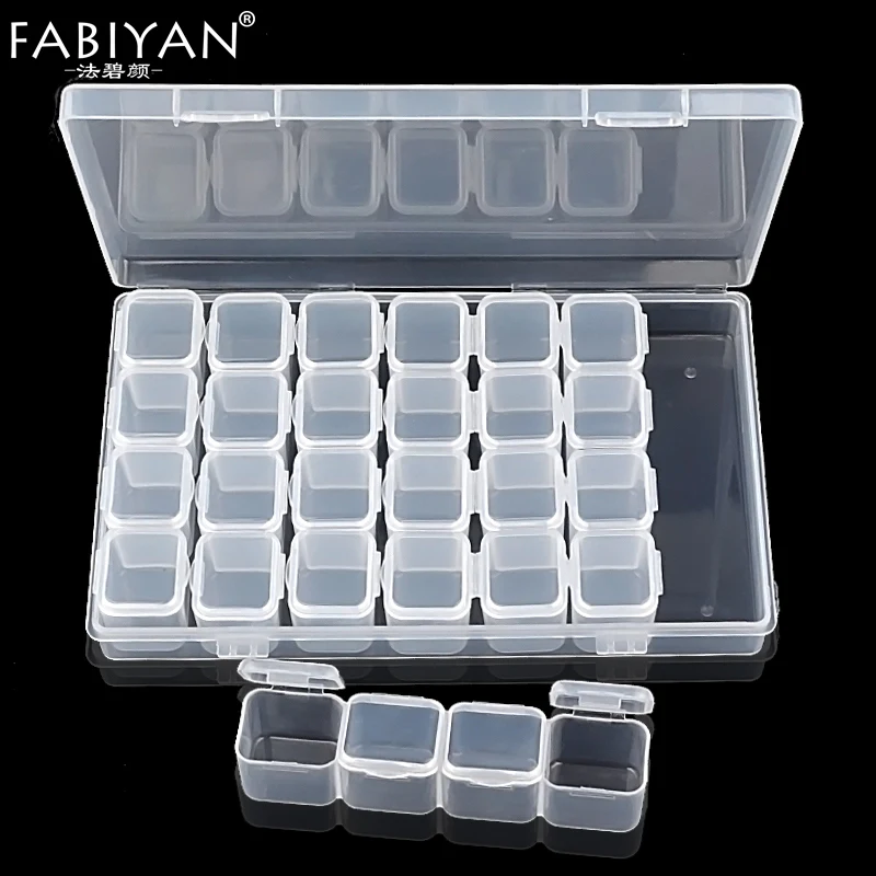

28 Grids Nail Art Plastic Empty Box Storage Separate Rhinestone Gem Beads Jewelry Display Holder Organizer Decoration Case Tools