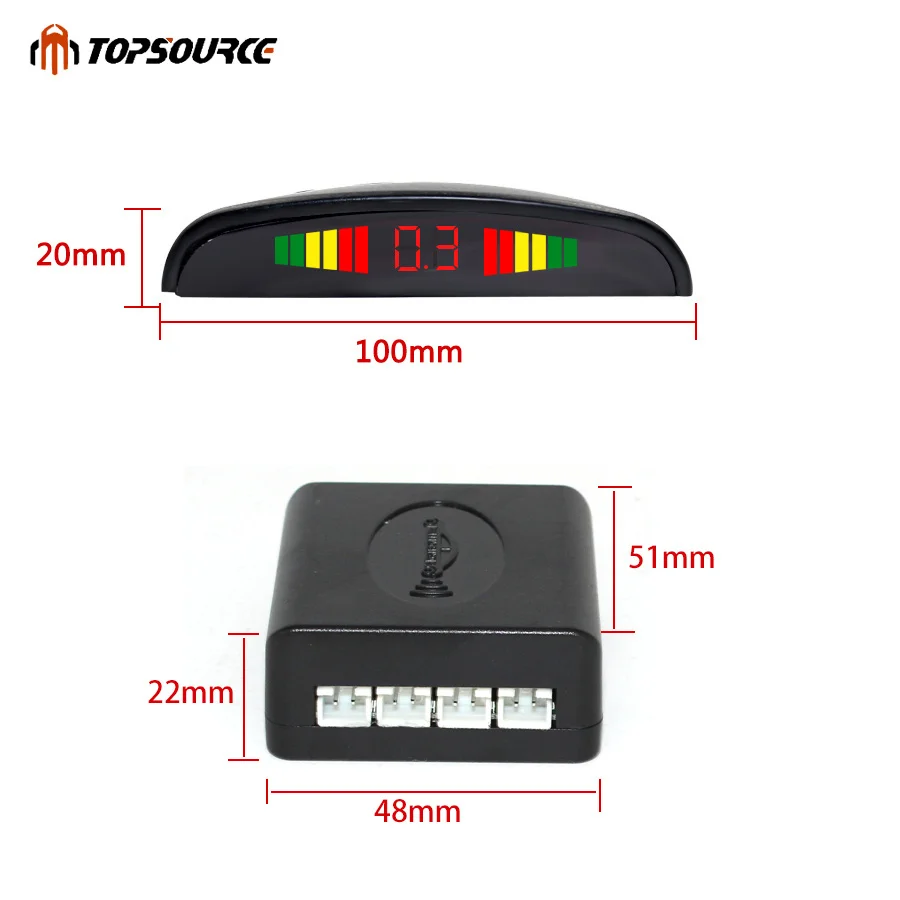 Автомобильный парковочный датчик TOPSOURCE, автоматический светодиодный дисплей, 4 датчика s, помощь при обратном копировании, радар-детектор, резервный радар, монитор, система