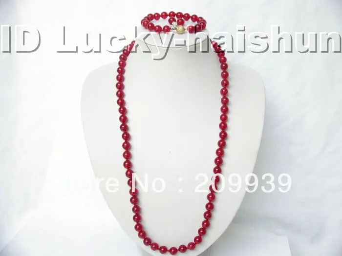 

free shipping 001956 healthy natural red lab fine stone necklace bracelet earrings set