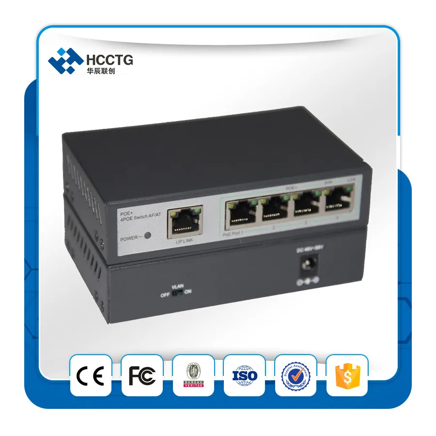 Сетевой коммутатор 4X100 Мбит/с Ethernet порты и 1X100 Мбит/с Uplink порты Poe коммутатор HCC-204EP-E