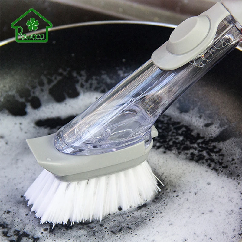 

Pawaca Kitchen Dishwashing Brush Removable Handle Automatically Add Cleaning Solution Sponge Head Cleaning Kitchen Washing Tools