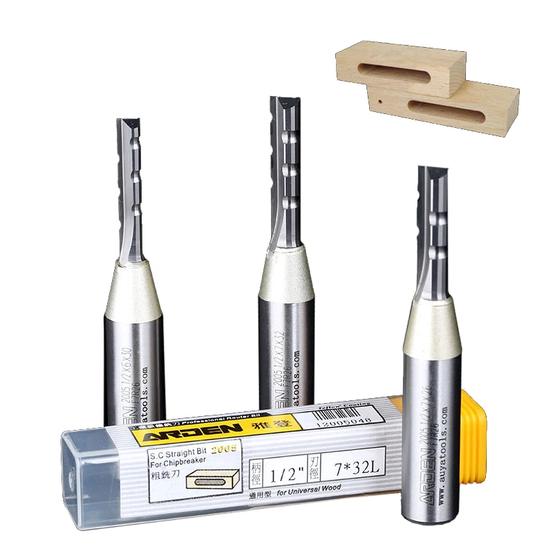  12.7mm TCT Three flutes inlaid designs straight router bits solid Tungsten steel carbide carving to