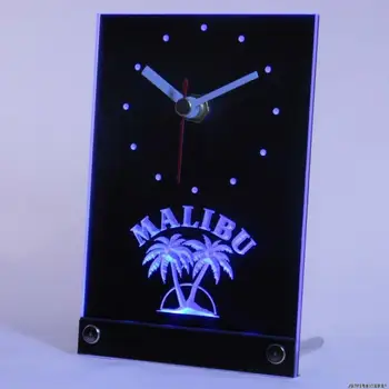 

tnc0126 Malibu Rum Bar Beer Pub Table Desk 3D LED Clock