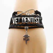 Любовь Профессиональный ветеринарный стоматологический браслет медицинский Шарм кожаные браслеты дантист браслеты для женщин ювелирные изделия ангел подарок для новорожденных